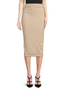 The Ruched Pencil Skirt: The Instagram-worthy skirt. flatter your figure with strategically ruched detailing while still maintaining a sleek, tailored pencil silhouette. Stretchy waistband and pull-on style provides all-day comfort to confidently showcase on your feed. Subtle ruching camouflages problem areas so you can focus on capturing your best selfie in this stretch cotton-spandex blend that moves with you. A true wardrobe staple to complement any top. Spring Stretch Midi Length Pencil Skirt, Fitted Ruched Bottoms For Workwear, Fitted Elastane Bottoms Midi Length, Fitted Elastane Midi Bottoms, Spring Midi Elastane Pencil Skirt, Spring Midi Pencil Skirt, Spring Midi Pencil Skirt In Elastane, Ruched Midi Length Summer Bottoms, Relaxed Midi-length Ruched Bottoms