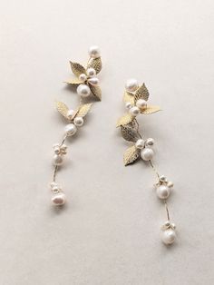 These botanically inspired drop earrings have been hand made with clusters of  fresh water pearls and frosted leaves. The perfect choice for a romantic contemporary bridal look.. Measuring 2cm (at widest point) x 11cm drop. All of our jewellery is beautifully presented in our signature gift box. Vintage Pearl Drop Earrings, Modern Bridal Earrings, Bridal Pearl Earrings, Pearl Wedding Earrings, Drop Earrings Wedding, Pearl Bridal Earrings, Bridal Statement Earrings, Pearl Statement Earrings, Contemporary Bridal