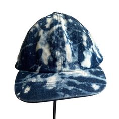 Denim Ball Cap, Visor For Women, American Boho Fashion, Bleached Denim Baseball Cap, Men's Hat, Summer Sun Hat, Reverse Tie Dye Denim Blue Cotton Denim Baseball Cap. Unlined, size adjusts with the traditional strap in the back. Meticulously bleached in our New York City studio in a splatter pattern. Pre-washed Baseball Cap With Curved Brim, Pre-washed Snapback Baseball Cap One Size, Pre-washed Snapback Hat, One Size Fits Most, Pre-washed Cap For Outdoor, Faded Vintage Hat, Pre-washed Snapback Hat, Blue Washed Hat With Curved Brim, Adjustable Washed Snapback Hat, Adjustable Washed Blue Cap