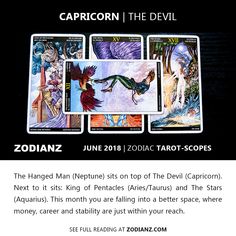 an advertisement for the upcoming tarot - card game, capricorn and the devil