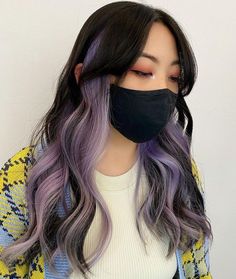 Purple Peekaboo Highlights, Purple Brown Hair, Purple Hair Highlights, Light Purple Hair, Peekaboo Highlights, Dark Purple Hair