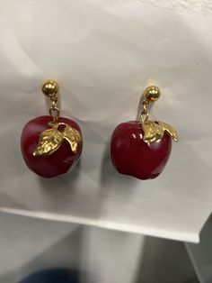 Pierced Earring Red Three Dimensional Apples Fruit Drop Dangle 1" Apple Earrings, Home Id, Fruit Jewelry, Fruit Earrings, Apple Fruit, Red Fruit, Nov 6, Mountain Home, Strawberry Shortcake