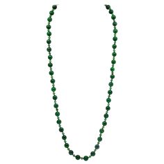 A 35 inch Jade Necklace with 10 mm round Green Jade Beads separated by 5mm lighter Green Jade beads making a subtle and elegant look. These Jade beads were purchased as part of an estate before being made into this classic necklace. Green Onyx Necklace, Green Jade Necklace, Gold Throw, Three Strand Necklace, Necklaces Beaded, Jade Bead Necklace, Deco Beads, Beads Making, Vintage Beads Necklace