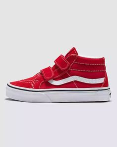 Vans | Kids Sk8-Mid Reissue V Formula One/True White Shoes Vans High-top Canvas Shoes, Vans High-top Canvas Shoes With White Sole, Vans High-top Canvas Shoes With Rubber Sole, Red High-top Skate Shoes, Vans Low-top Sneakers For School, Red Vans High-top Skate Shoes, Red High-top Vans Skate Shoes, Vans Store, Vans Kids