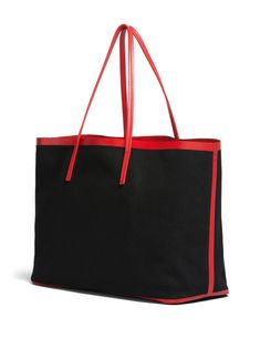 Find MARNI Small Janus Logo-embroidered Tote Bag on Editorialist. black/red cotton embroidered logo to the front leather trim open top two long top handles main compartment internal zip-fastening pocket Lets Roll, Embroidered Tote Bag, Embroidered Tote, Open Top, Black Tote Bag, Leather Trim, Logo Embroidered, Long Tops, Leather Trims