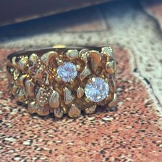 Men’s Vintage 18kh G.E. Nugget Ring With 2 Stones. Size 12.5 Ring With 2 Stones, Ring Color, Mens Accessories Jewelry, Mens Gold, Vintage Men, Size 12, Mens Accessories, Man Shop, Ring