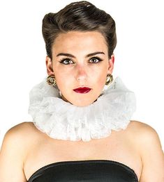 Clown Neck Ruffle, Elizabethan Ruff, Clown Collar, Neck Ruffle Collar, Tudor Costumes, Pierrot Clown, Ruff Collar, Horn Bracelet, Ruffle Pattern