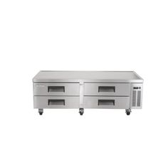 an image of two drawers on the side of a counter that is stainless steel and has wheels