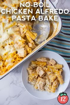 no - boil chicken alfredo pasta in a casserole dish