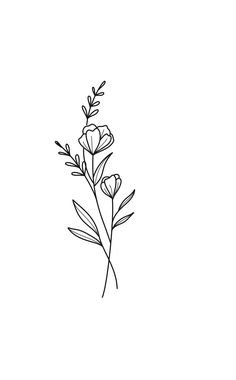 a black and white line drawing of flowers