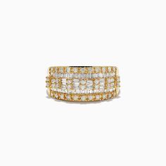 a gold and white ring with three rows of diamonds