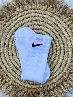 These cute and trendy socks are a white everyday ankle sock embroidered with a dainty light purple bow on each side. 🎀✨ ✨ listing for one pair only ✨ comes in woman's size 6-10 White Cotton Socks For Gifts, White Cotton Socks As A Gift, White Cotton Socks As Gift, Cute White Socks With Bow, Socks Coquette, Honey Embroidery, Girly Socks, Socks Bow, Ribbon Socks