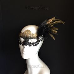 Enchant and captivate with our elegant goddess lace masquerade mask! The ombre effect gracefully transitions from gold to black, adding an air of mystique and sophistication. The sparkling clear rhinestones and brooch accentuate the mask's design while the golden feathers add a touch of opulence and allure, swaying with every movement. This mask is the perfect addition to your look for any masquerade party, ball, or gala!


Age Group/Gender - Adult/Women

Size/Type - One size fits all adults

Ma Lace Masquerade Mask, Masquerade Mask Women, Rhinestone Mask, Lace Masquerade Masks, Clear Mask, Feather Mask, Black Ombre, Masks Masquerade, Masquerade Party