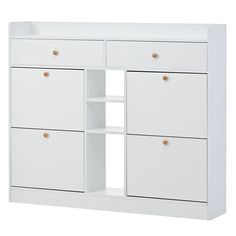 Designed with simple lines, this shoe cabinet provides a modern feel, which enriches your entire entrance and complements any interior. clean lines and open design brings the charm of modern decoration to your entryway or living room. Update your home decor with this charming modern Storage Cabinet. Yiekholo White Shoe Storage Cabinet with 4 Flip Drawers and Open Shelves, Freestanding Shoe Organizer for 18 Pairs, MDF Construction | LL-984AAK Pull Down Drawer, Hidden Shoe Storage, Shoe Storage White, Shoe Rack Drawer, White Shoe Rack, White Linen Cabinet, Modern Shoe Rack, Wood Shoe Storage, Wood Shoes