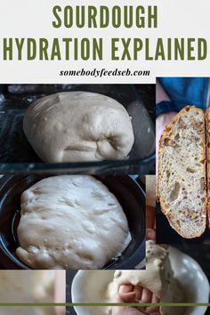 there is a collage of pictures showing how to make sourdough