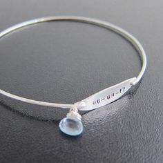 Something Blue Wedding Jewelry Personalized by FrostedWillow Customizable Blue Jewelry For Gifts, Customizable Blue Jewelry Gift, Customizable Blue Round Jewelry, Adjustable Stackable Wedding Jewelry, Adjustable Stackable Jewelry For Wedding, Personalized Round Jewelry For Wedding, Silver Wedding Bracelets With Engraving Option, Personalized Round Wedding Jewelry, Personalized Bangle Bracelets For Wedding