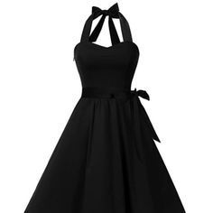 Black Dress With Bow For Date Night, Black Sleeveless Halter Dress For Wedding, Black Sleeveless Halter Wedding Dress, Vintage Party Dress With Bow, Vintage Hoco Dress, Tea Party Halloween, Retro Cocktail Party, 8th Grade Graduation Dresses, Wedding Guest Casual