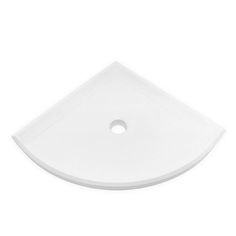 a white square shaped shower tray on a white background with a hole in the middle