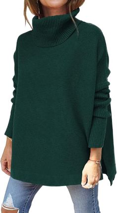 Comfort and style combine perfectly in this chic turtleneck sweater. 
The ultimate goes-with-anything top, this oversized sweater features easy lines, a soft turtleneck and ribbed fitted cuffs that extend to the elbow. Pair with everything in your wardrobe-from pants to dresses and leggings.
Dress this sweater up with stylish accessories for a chic option that showcases your own fashionable flair, or keep it casual as you cozy up in comfort. Chic Sweater, Oversized Turtleneck Sweater, Sweater Season, Oversized Turtleneck, Ladies Turtleneck Sweaters, Casual Night Out, Long Sleeve Jumper