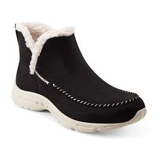 Step up your comfort game in the Easy Spirit Brennan casual booties. It features an easy pull-on silhouette, lightweight design and arch support. You'll want to wear the Brennan all-day long. Heavy on the benefits, light on you!Features: Cushioned, Comfort, Lightweight, Arch SupportClosure Type: Slip-OnShaft Circumference: 12 1/2 InchesBoot Shaft Height: 3 1/2 InchesShoe Heel Height: 1 InchUpper/Outer Base Material: 100% PolyesterShoe Lining Material: PolyesterSole Material Content: 100% RubberT Easy Spirit, Shoes Booties, Black Booties, Arch Support, Step Up, Bootie Boots, Heel Height, Women Shoes, Boots