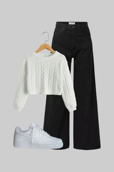 Fashion Outfits Aesthetic 2024 Summer, Black And White Outfits For School, Presentation Outfit, Casual Outfits For Teens, Winter Fashion Outfits Casual