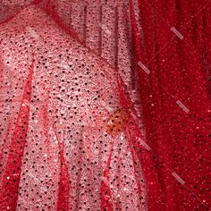 stunning bright red bead sequin pearl metallic fabric Red Carpet Gowns, Red Beads, Metal Lace, Pageant Dress, Metallic Fabric, Glitter Fabric, Red Bead, Red Glitter, Lace Fabric