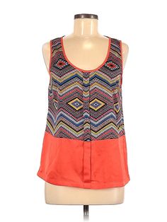 Pixley Sleeveless Blouse Size: Small Tops - used. 100% Polyester | Pixley Sleeveless Blouse: Orange Tops - Size Small Red Sleeveless Blouse, Pink Sleeveless Blouse, Orange Tops, Orange Top, Pink Print, Small Tops, Pink Tops, Sleeveless Blouse, Clean Out