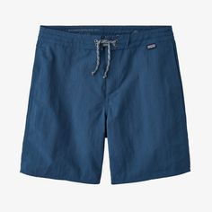 Patagonia Men's Wavefarer® Hybrid Walk Surf Shorts - 18" Summer Swim Trunks With Side Pockets For Outdoor, Lightweight Recycled Polyester Short Bottoms, Blue Recycled Polyester Bottoms With Pockets, Recycled Polyester Swim Trunks With Built-in Shorts For Beach, Blue Bottoms With Pockets In Recycled Polyester, Recycled Polyester Summer Shorts, Summer Bottoms With Elastic Waistband In Recycled Polyester, Summer Nylon Surfing Bottoms, Nylon Swim Trunks Relaxed Fit For Outdoor