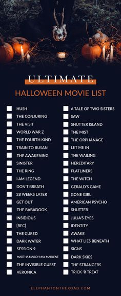 the ultimate halloween movie list with pumpkins