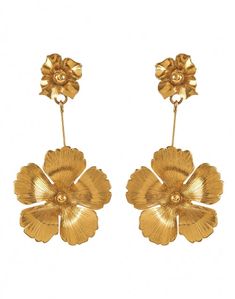 kalina-gold-floral-drop-earrings_product.jpeg Art Coquillage, Luxury Hair Accessories, Jennifer Behr, Luxury Hair, Hand Painted Flowers, The Gold, Luxury Accessories, Bergdorf Goodman, Designer Earrings