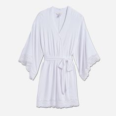 Make a statement in Eberjey's romantic Mariana lace trim robe. Crafted from soft, lightweight TENCEL™ Modal, this lingerie piece is designed to make every day feel special. The flowy kimono sleeves and lace detailing add a touch of elegance and romance to your wardrobe. The attached belt allows for a custom fit, so you can feel comfortable and confident in your lingerie. Perfect for wrapping yourself up after a long day, this robe is the ultimate in comfort and style. Flowy Sleeves, Kimono Sleeves, Long Day, Kimono Sleeve, Scalloped Lace, Feel Special, Custom Fit, Lace Detail, Fabric Care