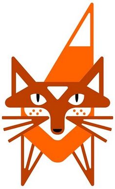 an orange fox face on a white background