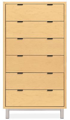 a wooden dresser with four drawers and black legs