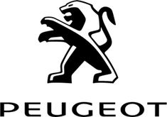 the logo for peugeot is shown in black and white, with an image of a