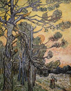 an image of a painting with trees in the foreground