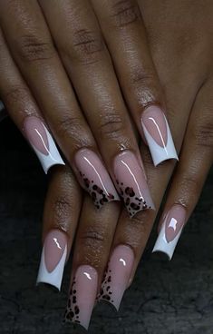 Nails Pictures, Hand Nails, Basic French, Animal Print Nails Art, Girly Acrylic, Pink Ombre Nails, Girly Acrylic Nails, French Tip Acrylic Nails, Short Square Acrylic Nails