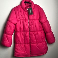 Long Sleeves Zipper(No Pockets) Hot Pink Puffer Jacket, Pink Puffer Jacket, Puffer Jacket, Blazer Suit, Hot Pink, Suit Jacket, Puffer, Size 4, Jackets & Coats