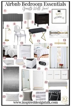 a collage of white furniture and accessories with the words, click through to read more