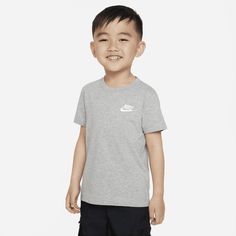 Proof that classic is still cool. The Nike Sportswear T-Shirt reps an embroidered logo on top of a soft and comfy tee. Comfy Tees, Nike Sportswear, Toddler Boys, Dark Grey, Nike, ? Logo, Grey, T Shirt