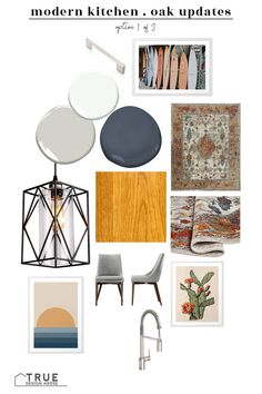 the interior design mood board is shown with different items