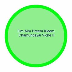 a green circle with the words om am herem kleenn channuyavi vicche ii