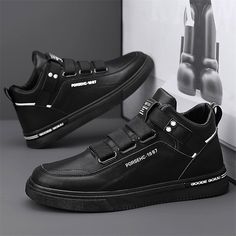 Category:Sneakers; Upper Materials:PU; Season:Fall; Gender:Men's; Activity:Walking; Toe Shape:Round Toe; Style:Casual; Outsole Materials:Rubber; Occasion:Athletic; Closure Type:Magic Tape; Function:Comfortable; Listing Date:10/08/2023; 2024 Trends:Skate Shoes,White Shoes,High Top Sneakers; Foot Length:; Size chart date source:Provided by Supplier. White Shoes High, Sneakers Walking, Street Style Shoes, 2024 Trends, Casual Athletic, Shoes High, Men's Sneakers, Shoes White, High Top Shoes