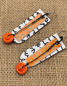 Orange Earrings - Etsy Trendy Handmade Orange Earrings, Artsy Orange Jewelry With Matching Earrings, Handmade Unique Orange Earrings, Artisan Hand-painted Orange Jewelry, Artistic Orange Earrings, Creative Earrings, Earring Shapes, Tin Ideas, Shrink Plastic Jewelry