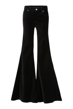 Mid Rise Super Flare Pants98% Cotton2% Elastane Button / Zip Front ClosureFive-Pocket Made In UsaEuropean FabricCare:Dry Clean Only Velvet Pants Black, Classic Flare Pants With Pockets, Elegant Full-length Pants With Five Pockets, Aliyah Core, Core Outfits, Velvet Pants, Stretch Velvet, Pants Black, Flare Pants