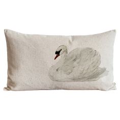 a white pillow with a picture of a swan on it Swan Pillow, Candle Table Runner, Vintage Swan, Botanical Pillow, Neutral Throw Pillows, Home Pillow, Unique Pillow, Thanksgiving Baby, Home Decor Style