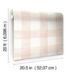 the wallpaper is pink and white with checkered pattern on it, as well as measurements