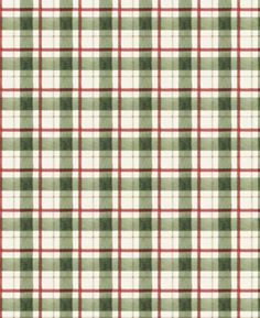 a green and white plaid pattern with red stripes on it's sides, as well as