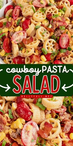 Get ready for a flavor-packed dish with this Cowboy Pasta Salad! This fresh summer salad is loaded with bacon, ground beef, cheese, and a hint of hot sauce. It's a tasty twist on classic spaghetti and meatballs. An easy spring recipe that is perfect for your Memorial Day dinner menu! Side Dishes With Ground Beef, Camping Dinner Sides, Memorial Day Easy Food, Ground Beef Pasta Salad, Memorial Day Sides Dishes, Memorial Day Meals, Memorial Day Sides, Memorial Day Dinner