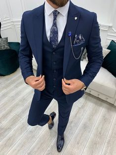 Forenzax Navy Blue Slim Fit Suit freeshipping - BOJONI – VICLAN White Dress Suits, Blue Slim Fit Suit, Blue Suit Men, Dress Suits For Men, Designer Suits For Men, Navy Blue Suit, Prom Suits, Slim Fit Suits, Fashion Suits For Men