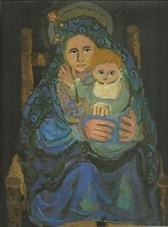 a painting of a woman holding a baby